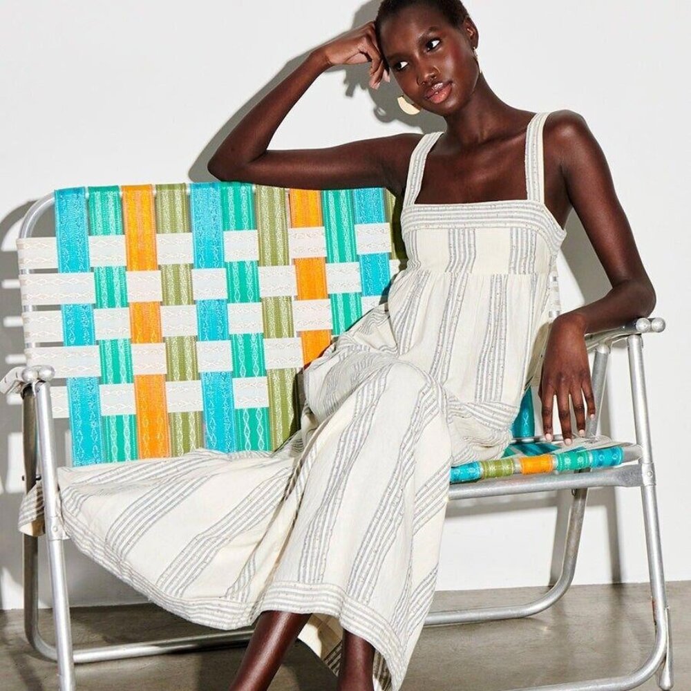 Saylor Anthropologie Elis Maxi Long Dress Sequin Striped Sleeveless S New 274599